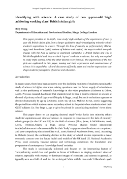 Identifying with science: A case study of two 13-year