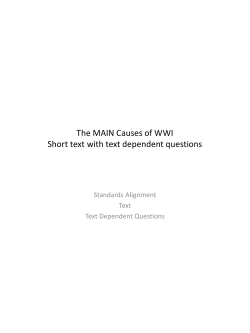 The MAIN Causes of WWI Short text with text