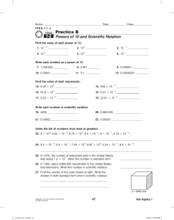 Practice B Powers of 10 and Scientific Notation