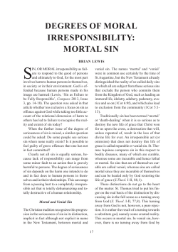 degrees of moral irresponsibility: mortal sin