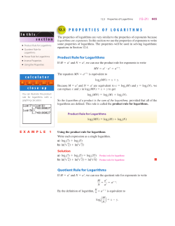12.3 Properties of Logarithms