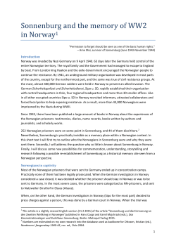 Sonnenburg and the memory of WW2 in Norway