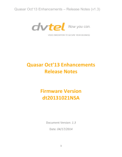 Quasar Oct`13 Enhancements Release Notes Firmware