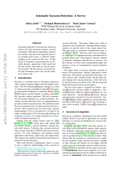 Automatic Sarcasm Detection: A Survey