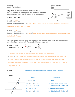 Objective 3 &ndash; Proofs involving angles - Reeths