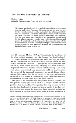 The Positive Functions of Poverty