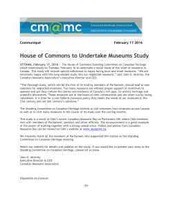 House of Commons to Undertake Museums Study