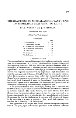 the reactions of normal and mutant types of gammarus chevreuxi to