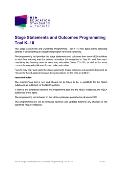 Stage Statements and Outcomes Programming Tool K-10