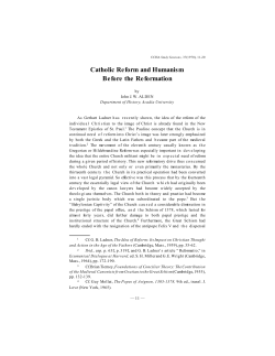 Catholic Reform and Humanism Before the Reformation