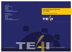 Teacher Education for Inclusion – Literature Review