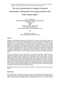 The role of government in support of tourism businesses: A