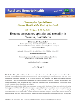 Extreme temperature episodes and mortality in Yakutsk, East Siberia