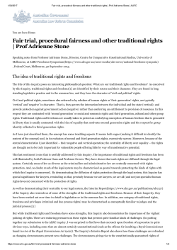 Fair trial, procedural fairness and other traditional rights | Prof