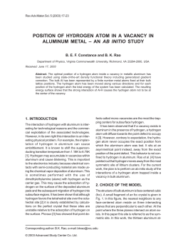 POSITION OF HYDROGEN ATOM IN A VACANCY IN ALUMINUM