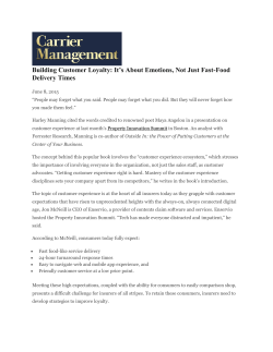 Building Customer Loyalty: It`s About Emotions, Not Just