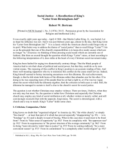 Social Justice: A Recollection of King`s &ldquo;Letter from Birmingham Jail