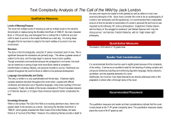 Text Complexity Analysis of The Call of the Wild by Jack London