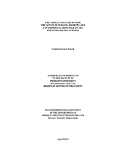 PASTORALIST SOCIETIES IN FLUX: THE IMPACT OF