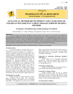 analytical method development and validation of losartan