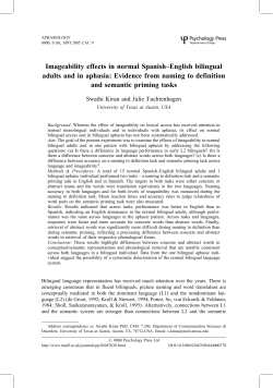 Imageability Effects in Normal Bilingual Adults