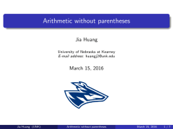 Arithmetic without parentheses - University of Nebraska at Kearney