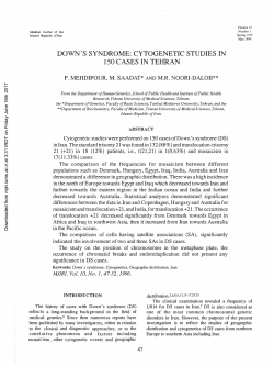 down`s syndrome: cytogenetic studies in 150 cases in tehran