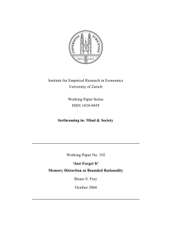Institute for Empirical Research in Economics University of Zurich