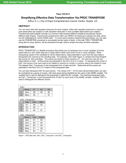 Simplifying Effective Data Transformation via PROC