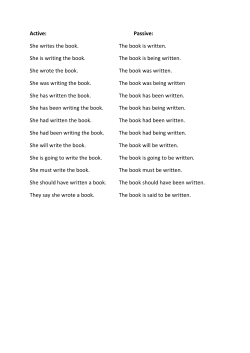 She writes the book. The book is written. She is writing the