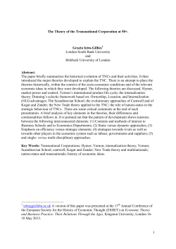 The Theory of the Transnational Corporation at 50+.