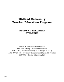Midland University Teacher Education Program STUDENT