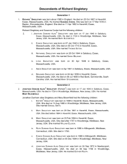 Descendants of Richard Singletary