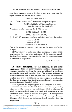 A simple nomogram for the solution of quadratic equations