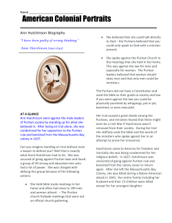 Ann Hutchinson and Roger Williams File