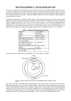 Space Physics Handout 1 : The sun and the solar wind