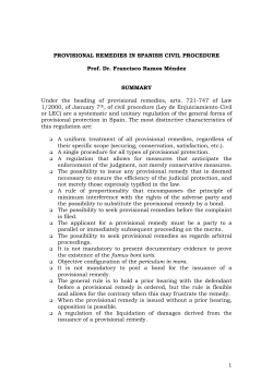 Provisional Remedies in Spanish Civil Procedure