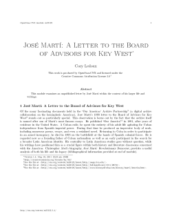 Jos&eacute; Mart&iacute;: A Letter to the Board of Advisors for Key