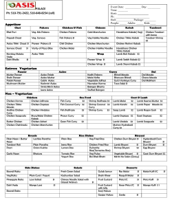 Food Menu - Oasis Palace