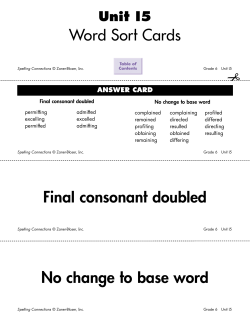 No change to base word Word Sort Cards Final consonant doubled