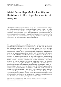 Metal Faces, Rap Masks: Identity and Resistance in Hip