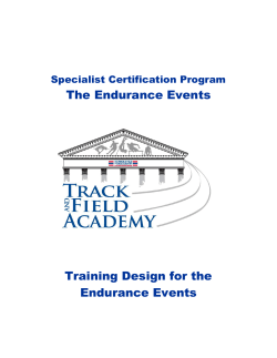 ESCC 10 Training Design for the Endurance Events