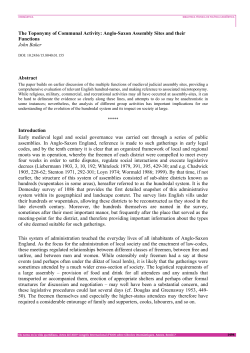 The Toponymy of Communal Activity: Anglo-Saxon