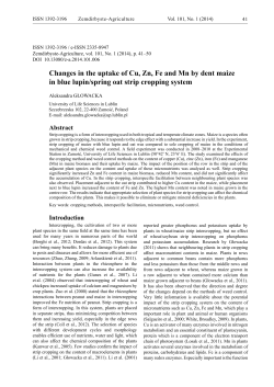 Changes in the uptake of Cu, Zn, Fe and Mn by dent maize in blue