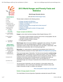 2013 World Hunger and Poverty Facts and Statistics by World