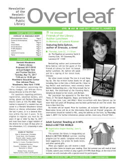 Newsletter of the Hewlett- Woodmere Public Library