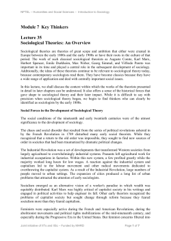 Module 7 Key Thinkers Lecture 35 Sociological Theories: An Overview