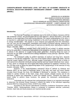 cardiopulmonary resistance level (vo2 max.) - FIEP Bulletin On-line