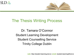 The Thesis Writing Process - Student Learning Development