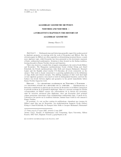 ALGEBRAIC GEOMETRY BETWEEN NOETHER AND NOETHER